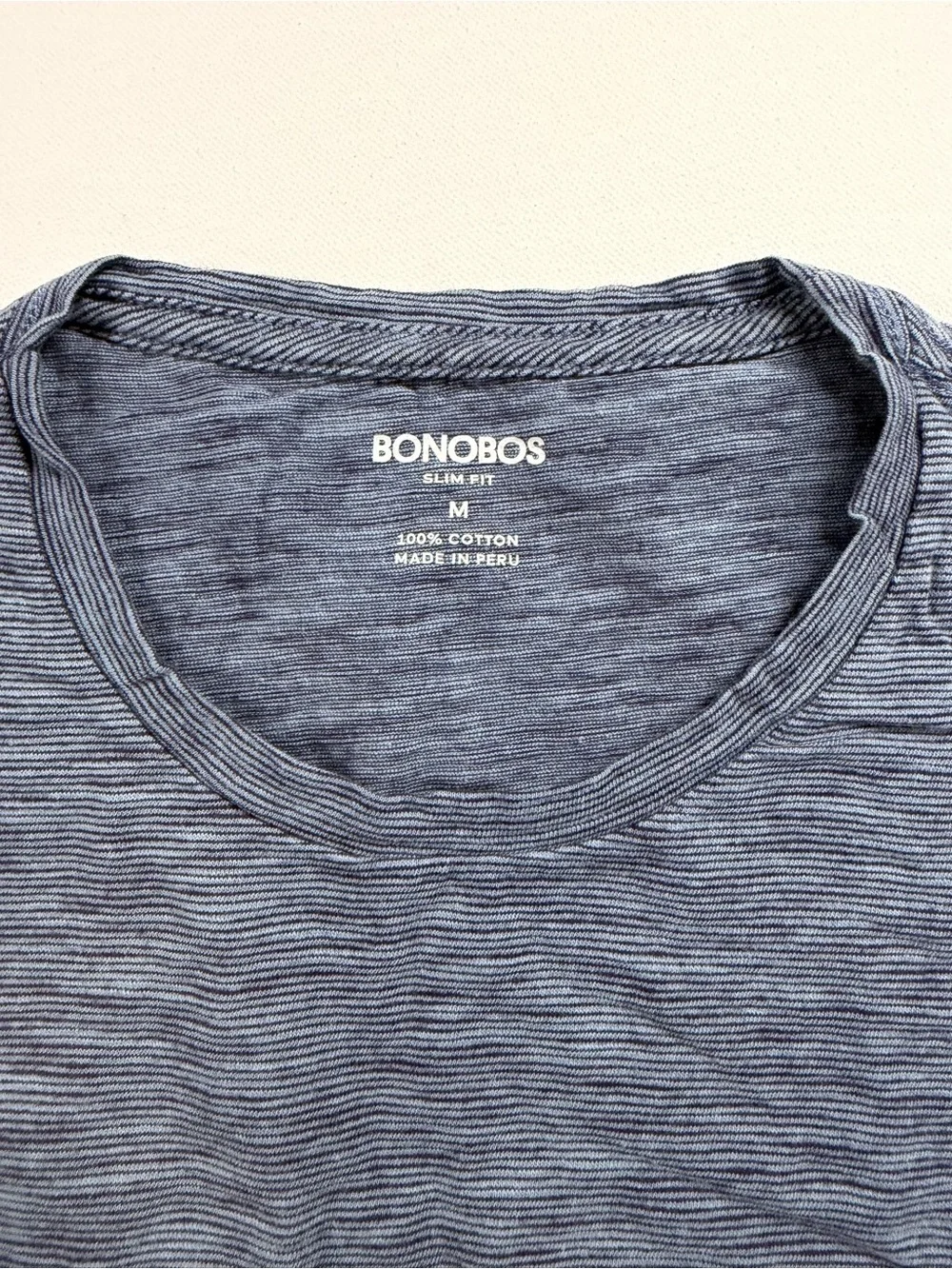 Bonobos Men's Navy Heathered Stripe Crew Tee